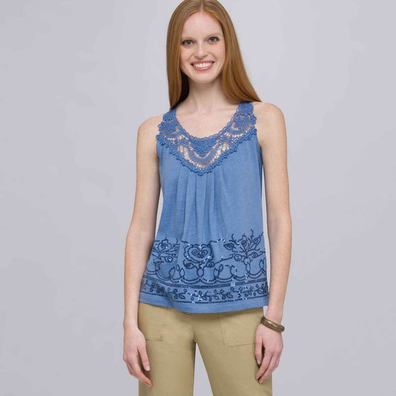 Tank With Applique and Sequins, , large