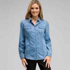 Long Sleeve Denim Button Down, , small