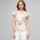 Polka Dot Ruffle Front Button Down Shirt, , small