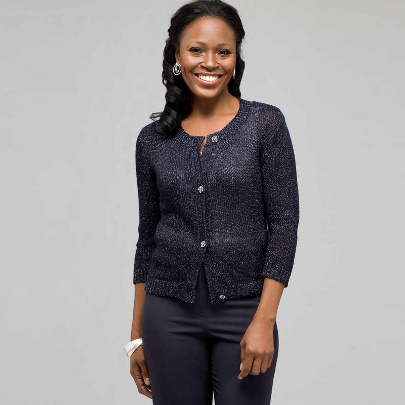 3/4 Sleeve Button Front Cardigan, , large